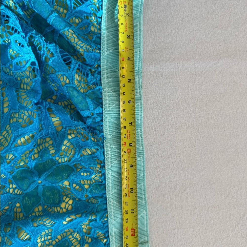 LuLaRoe Teal and Yellow Lace Maxi Skirt - Picture 7 of 7